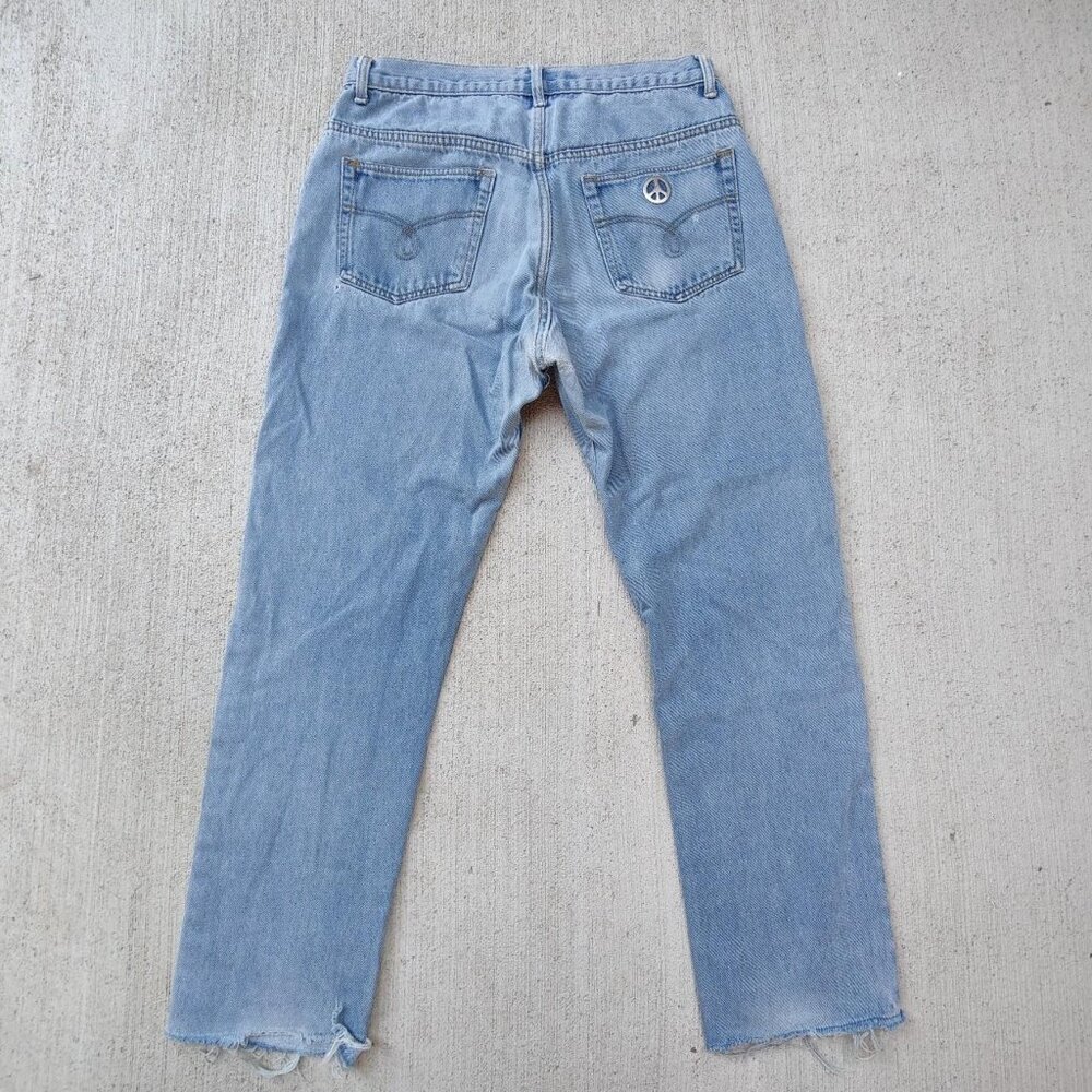 Vintage designer 'Moschino JEANS' light wash distressed denim jeans men's 32
